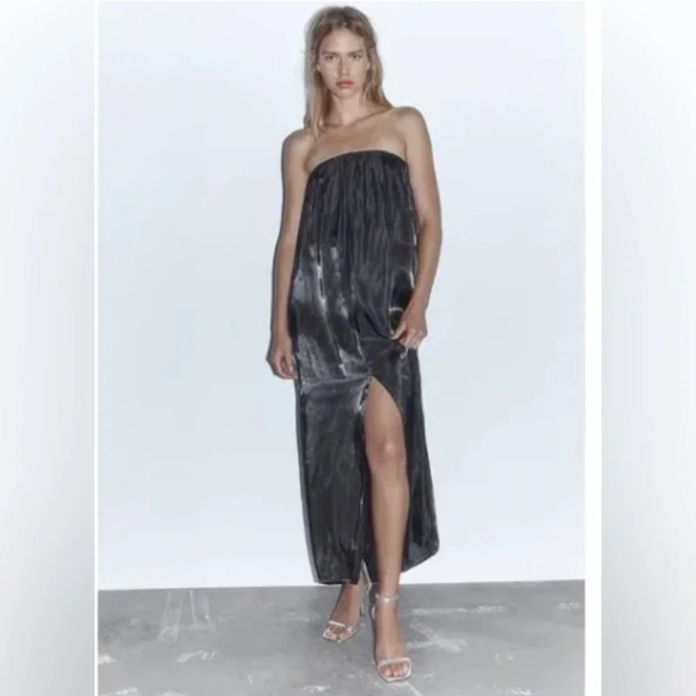 ZARA Beautiful Metallic Silver Slip On Front Strap Stiletto🔥🔥🔥 - Picture 11 of 12